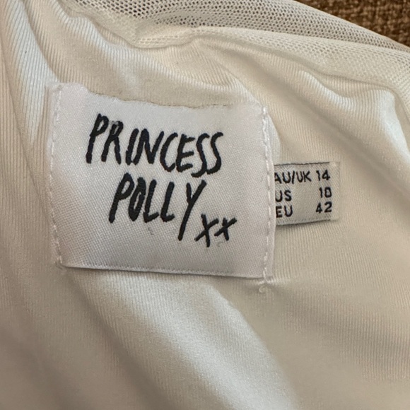 Princess Polly Charvi White Mini Dress with Puff Sleeves Size 10 - Picture 2 of 8